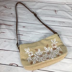 NWOT Chico’s Summer Purse W/Beading Raffia Flowers